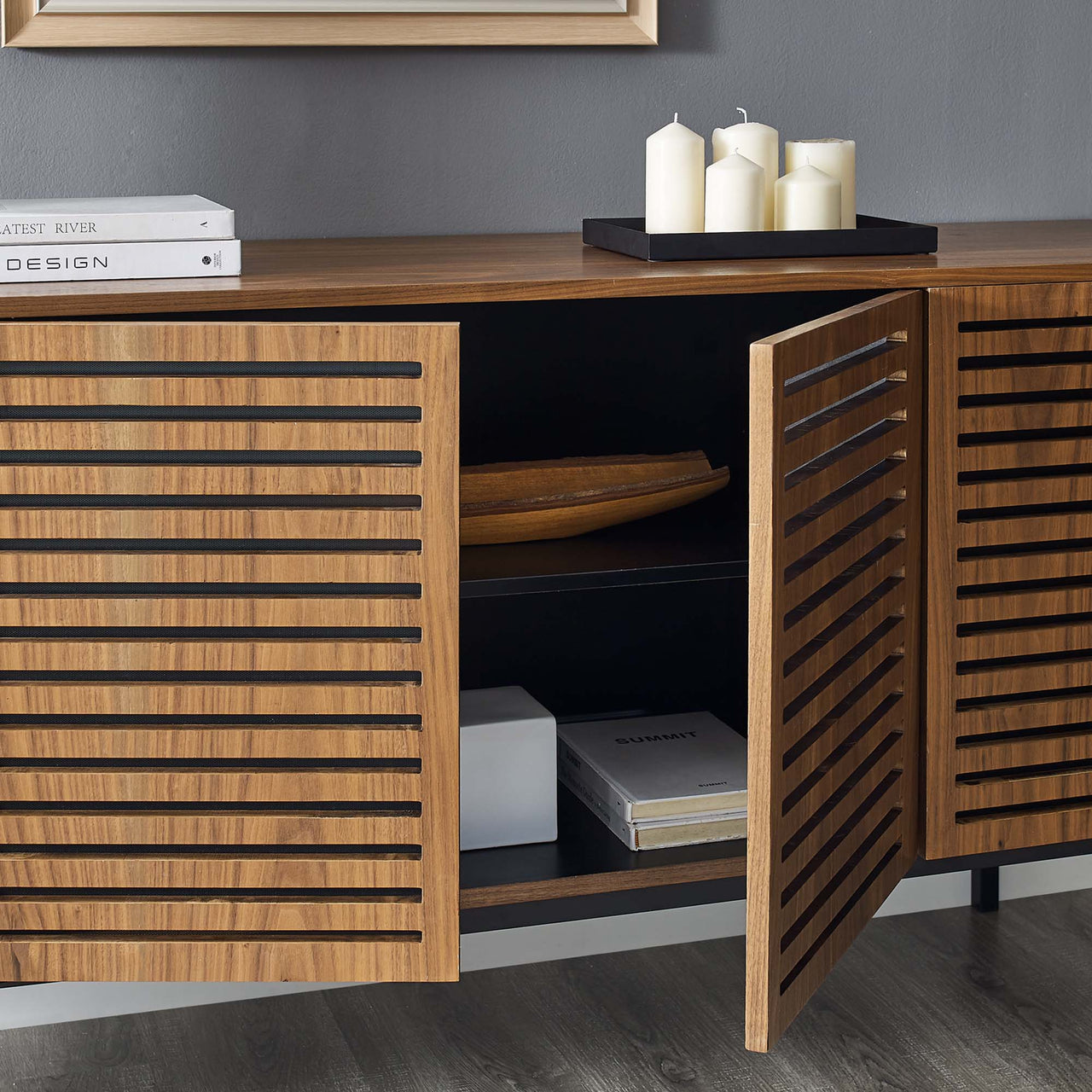 Keeper Tall TV Stand, Large, Walnut