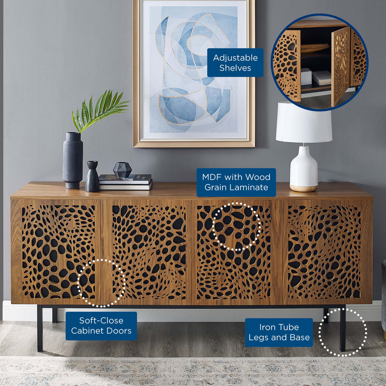 Olythea TV Stand, Walnut