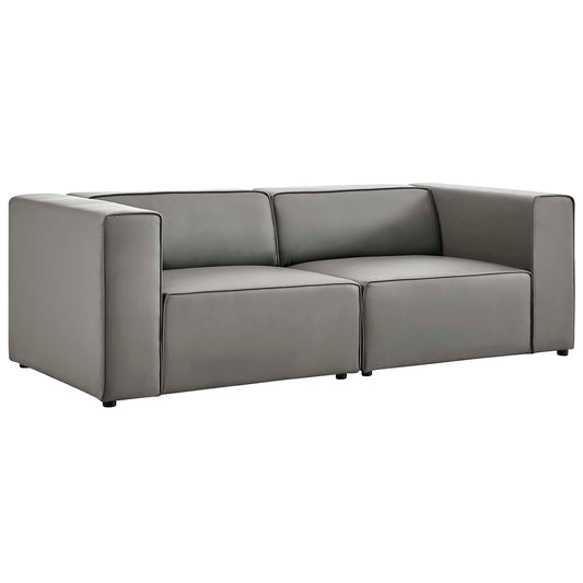 Coalesse 2-Piece Eco-Leather Loveseat Sectional, Gray
