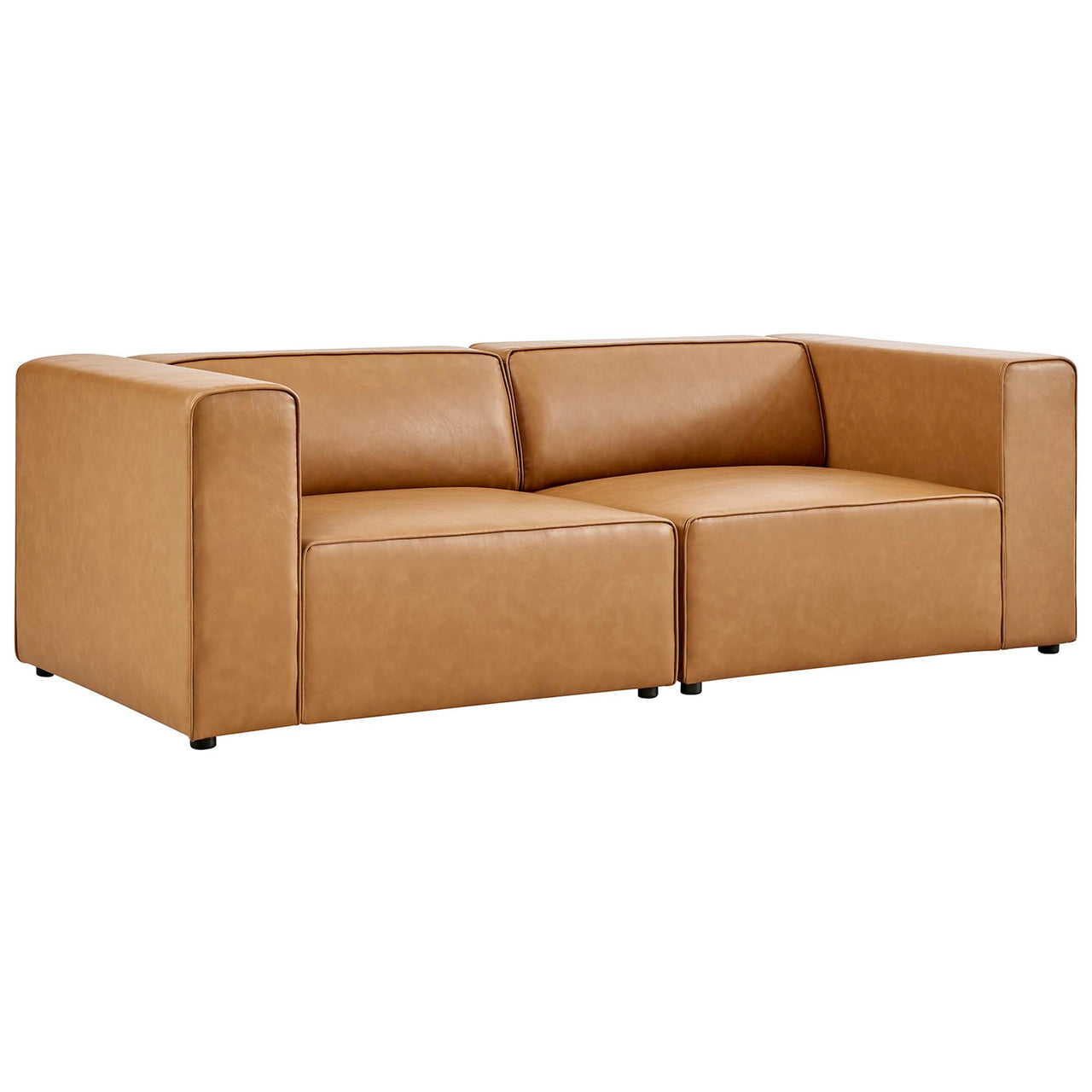 Coalesse 2-Piece Eco-Leather Loveseat Sectional, Tan