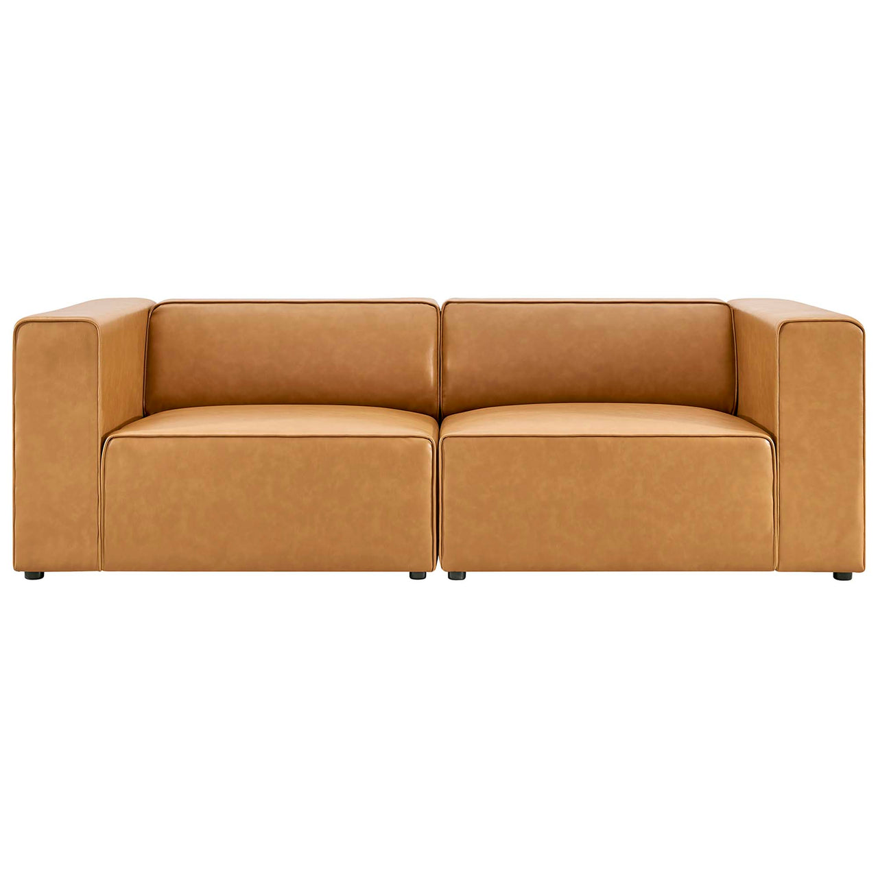 Coalesse 2-Piece Eco-Leather Loveseat Sectional, Tan