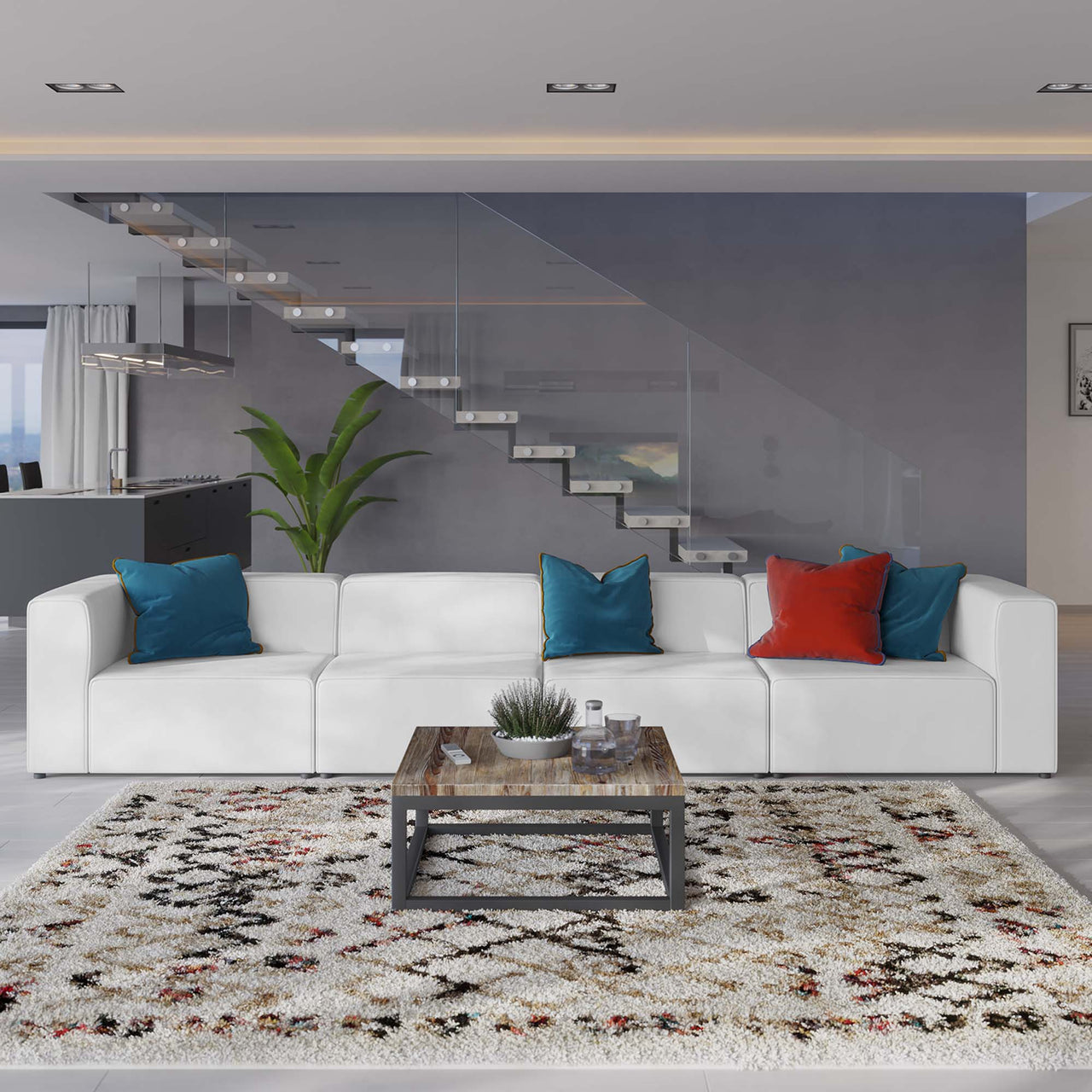 Coalesse 4-Piece Eco-Leather Sofa Sectional, White