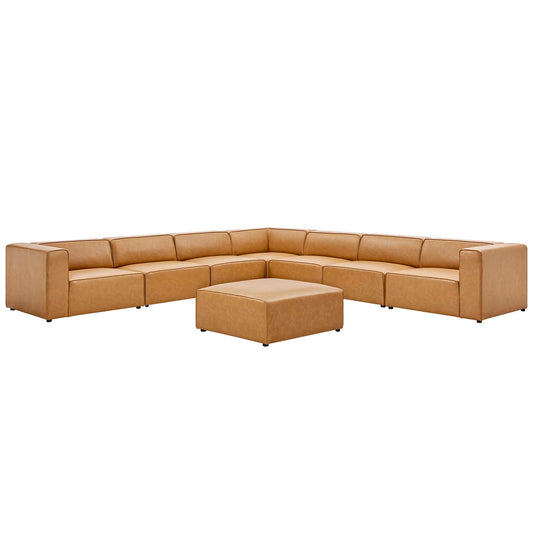 Mingle 8-Piece Vegan Leather Sectional, Tan