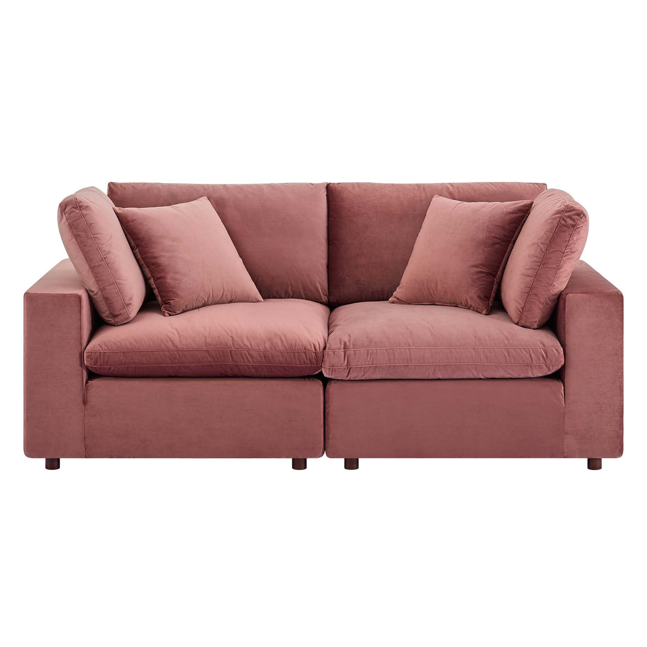 Angelic Cloudblend Velvet Loveseat Sectional, Dusty Rose