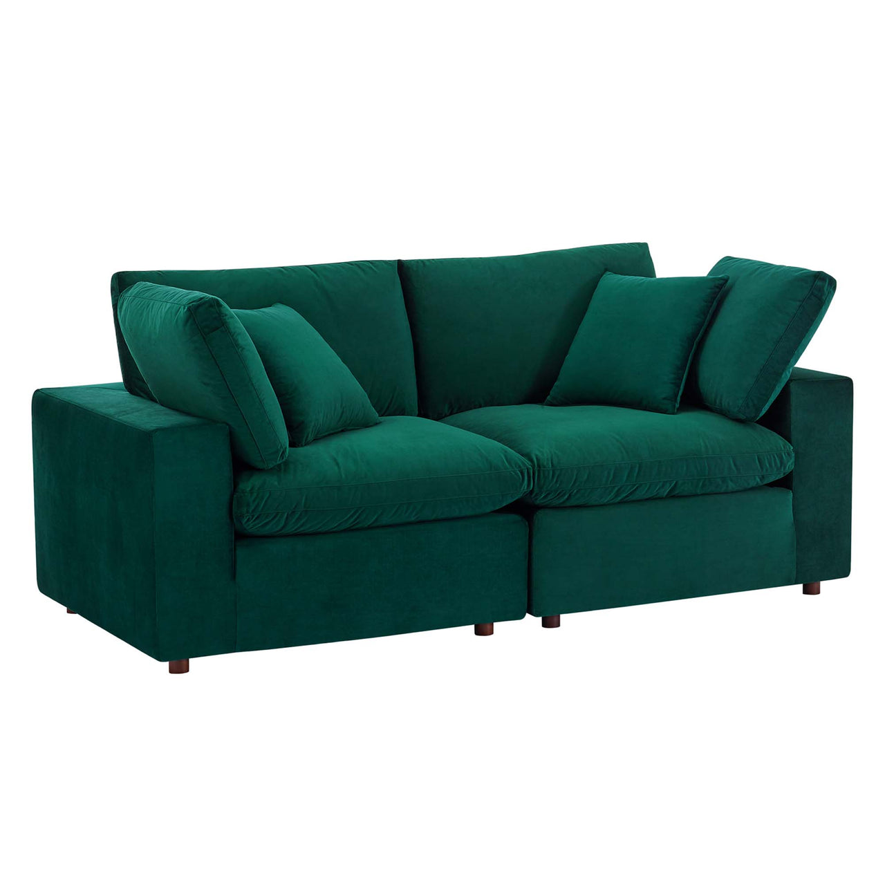 Angelic Cloudblend Velvet Loveseat Sectional, Green