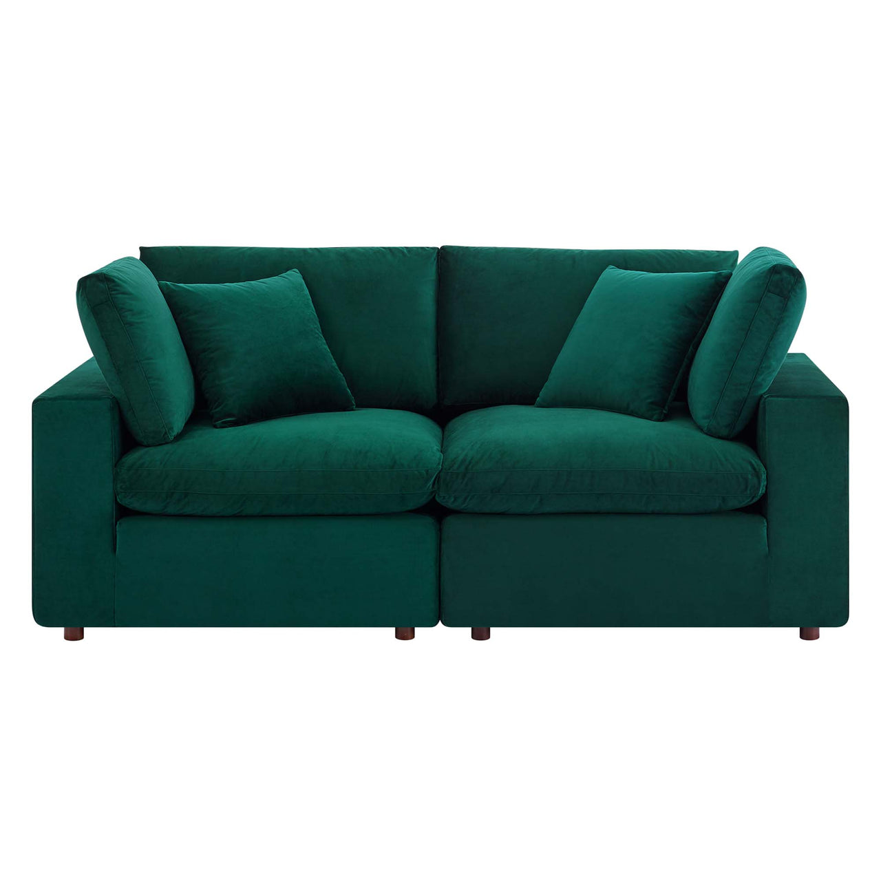 Angelic Cloudblend Velvet Loveseat Sectional, Green