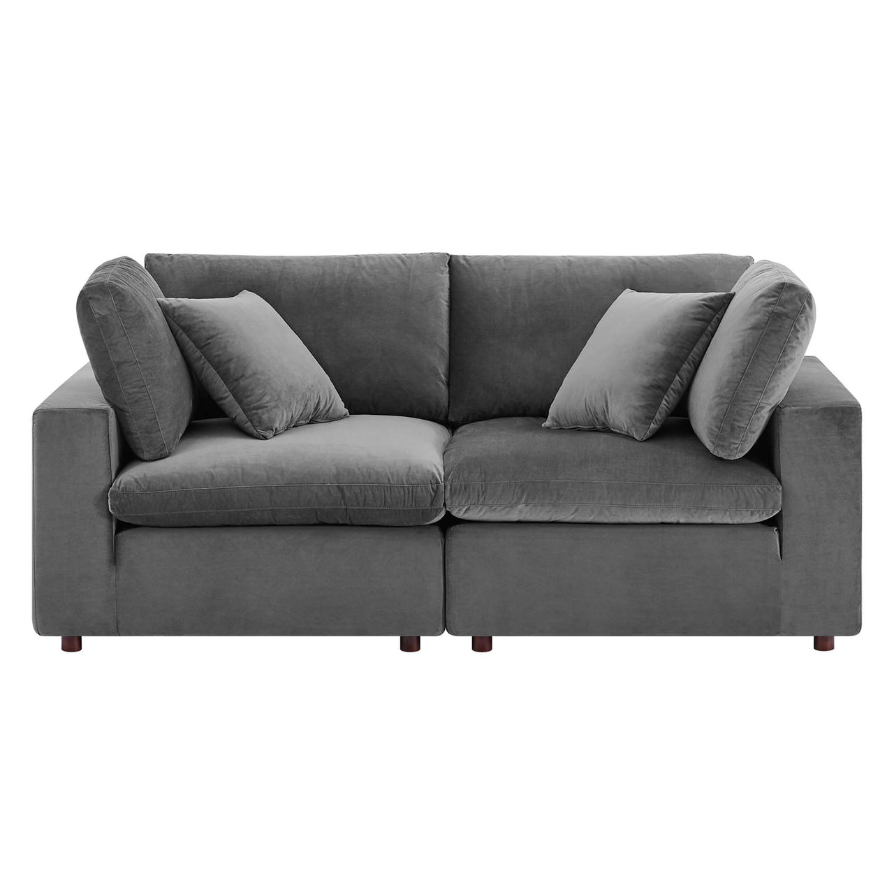 Angelic Cloudblend Velvet Loveseat Sectional, Gray