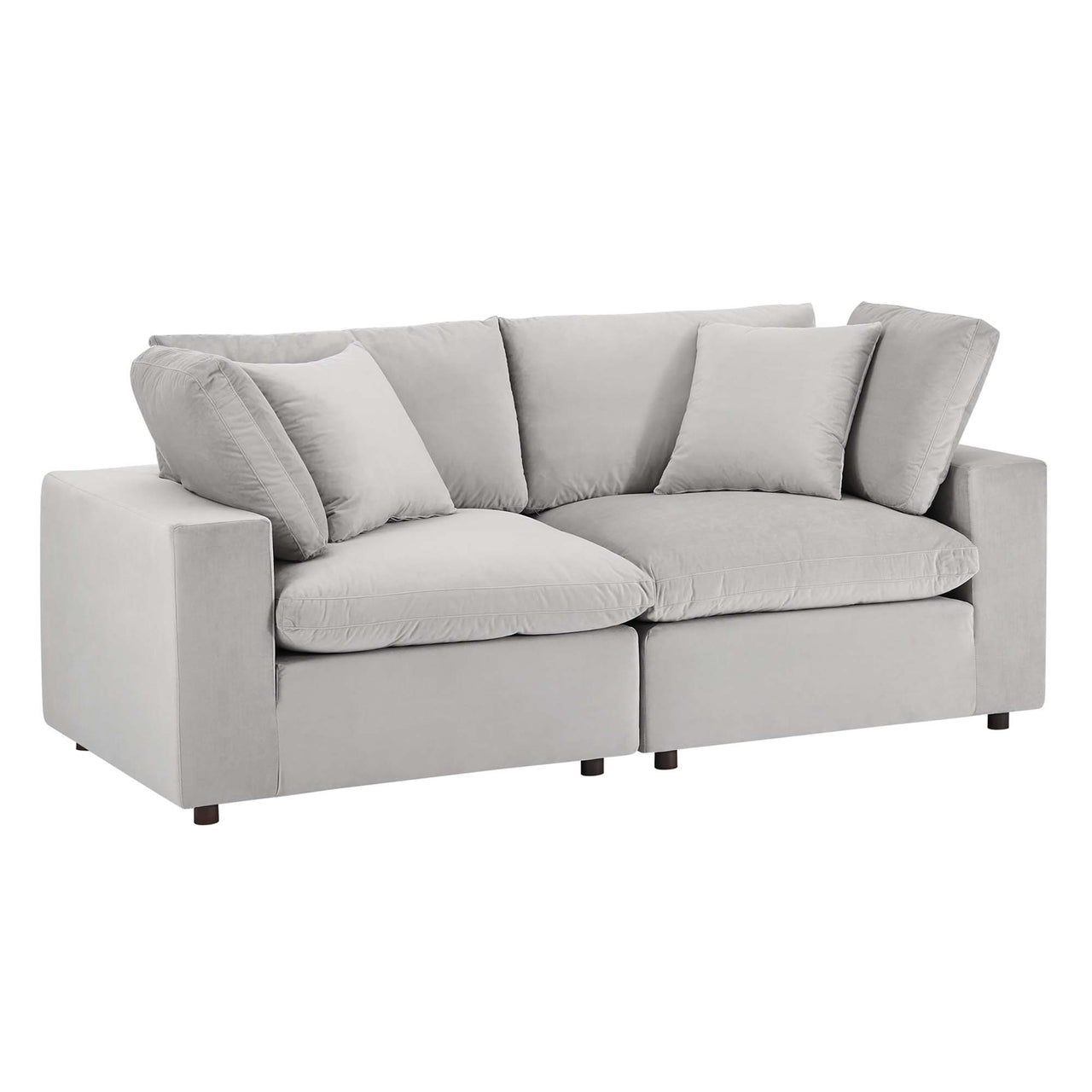 Angelic Cloudblend Velvet Loveseat Sectional, Light Gray