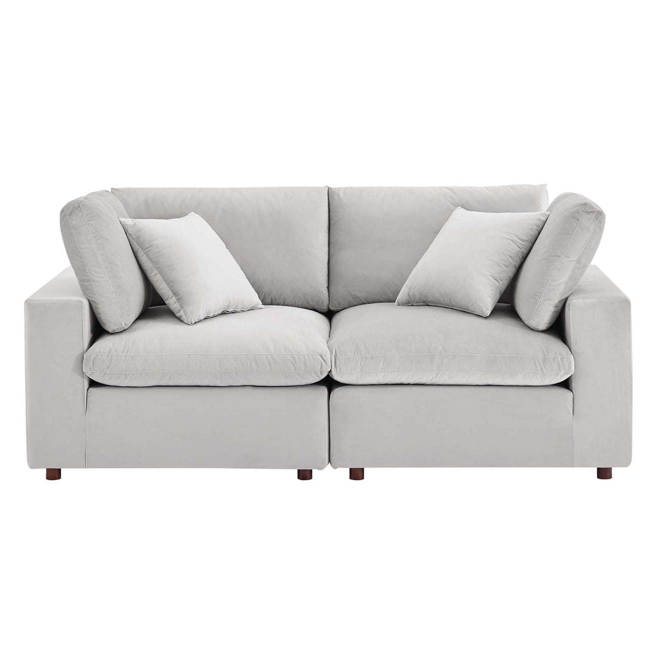 Angelic Cloudblend Velvet Loveseat Sectional, Light Gray