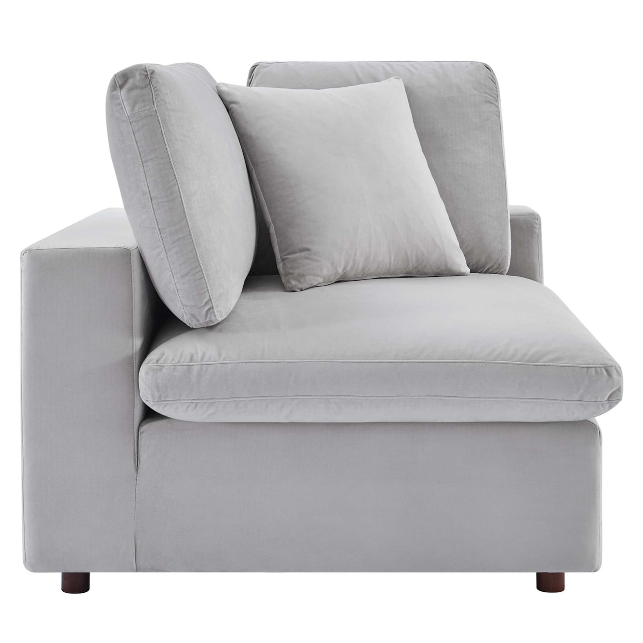 Angelic Cloudblend Velvet Loveseat Sectional, Light Gray