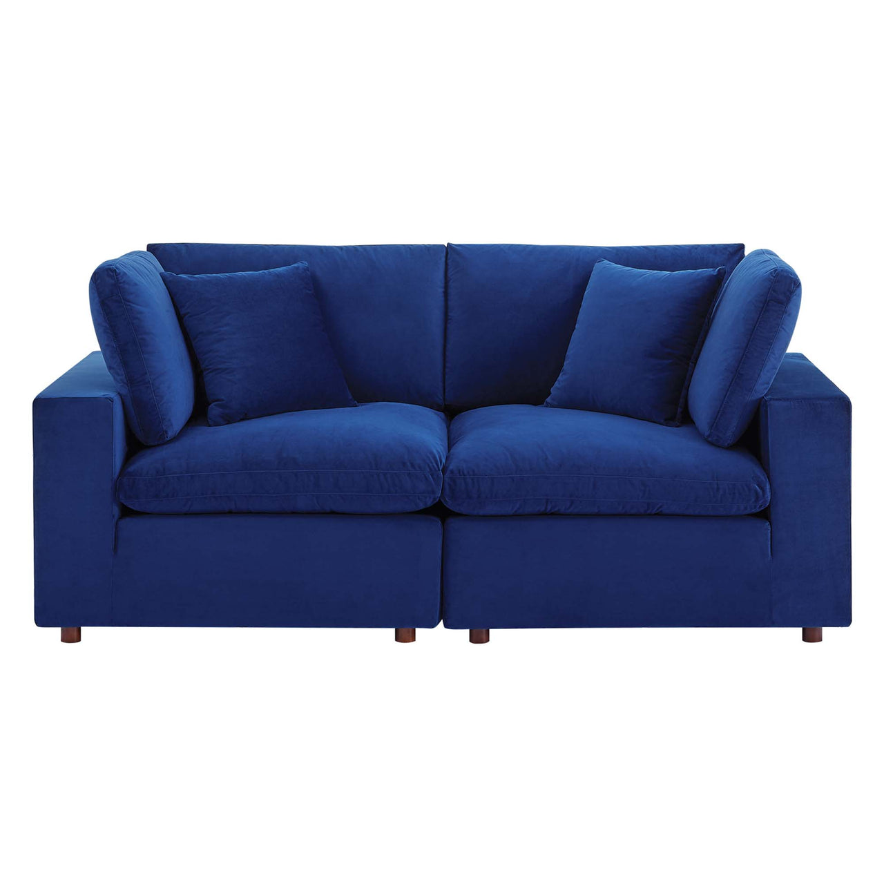 Angelic Cloudblend Velvet Loveseat Sectional, Navy