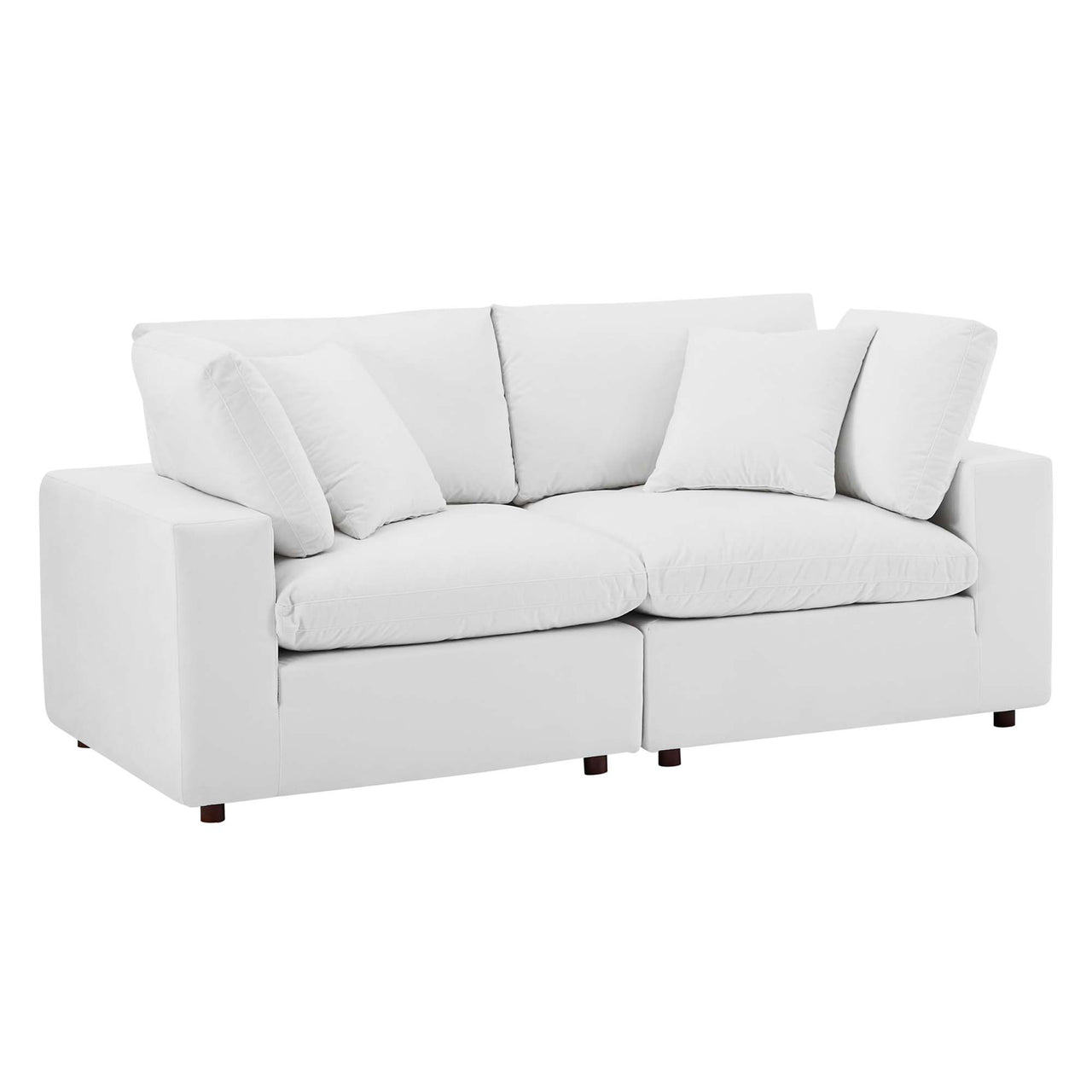 Angelic Cloudblend Velvet Loveseat Sectional, White