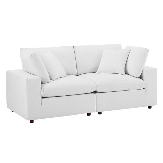 Angelic Cloudblend Velvet Loveseat Sectional, White