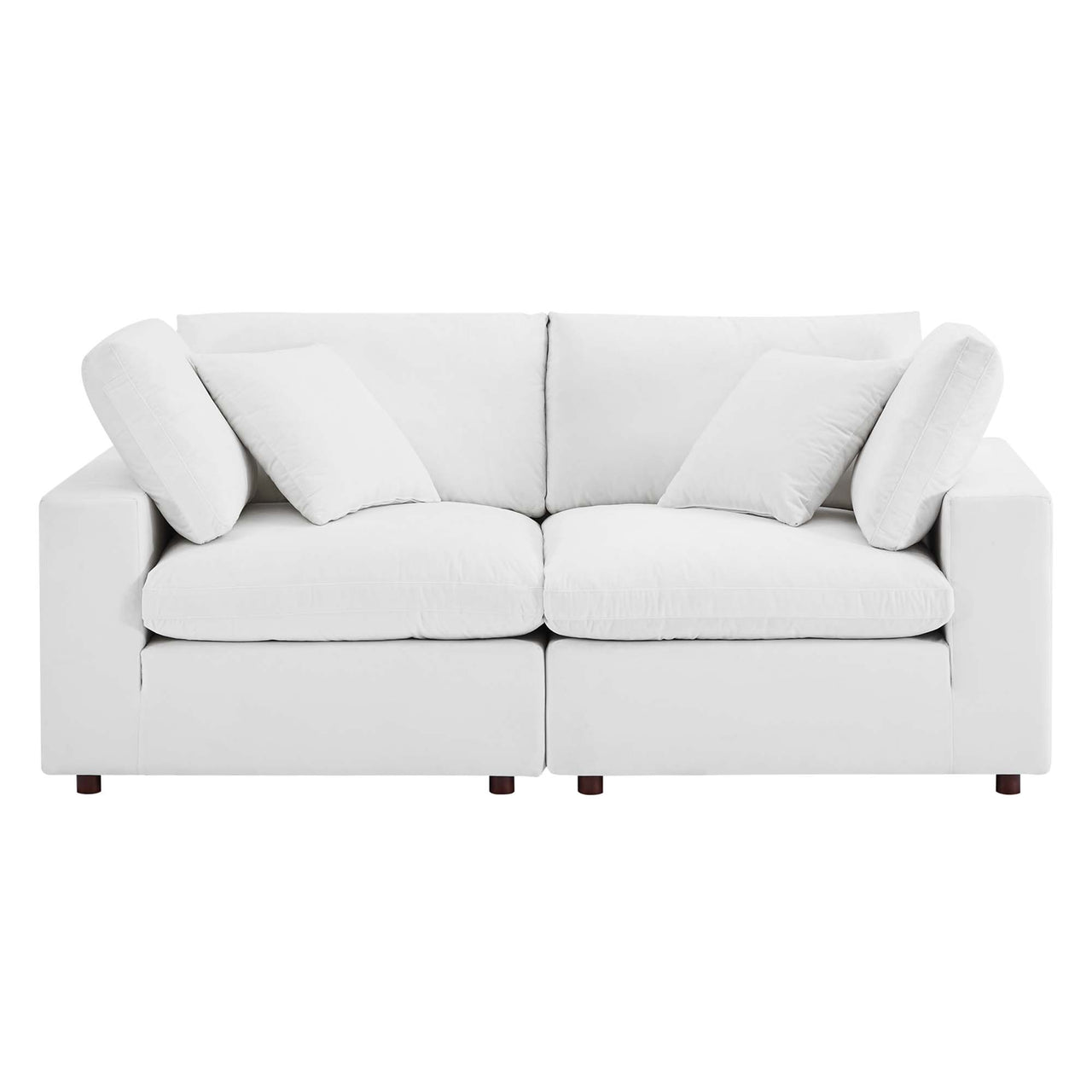 Angelic Cloudblend Velvet Loveseat Sectional, White