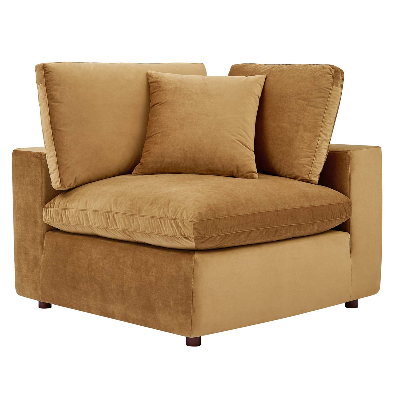 Angelic Cloudblend Velvet 3-Seater Sofa Sectional, Cognac