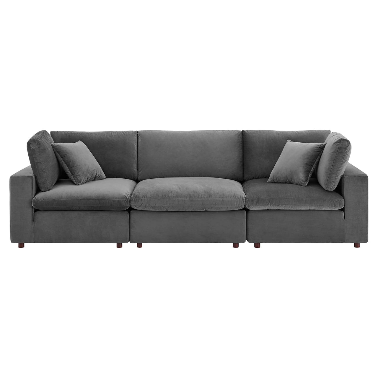 Angelic Cloudblend Velvet 3-Seater Sofa Sectional, Gray
