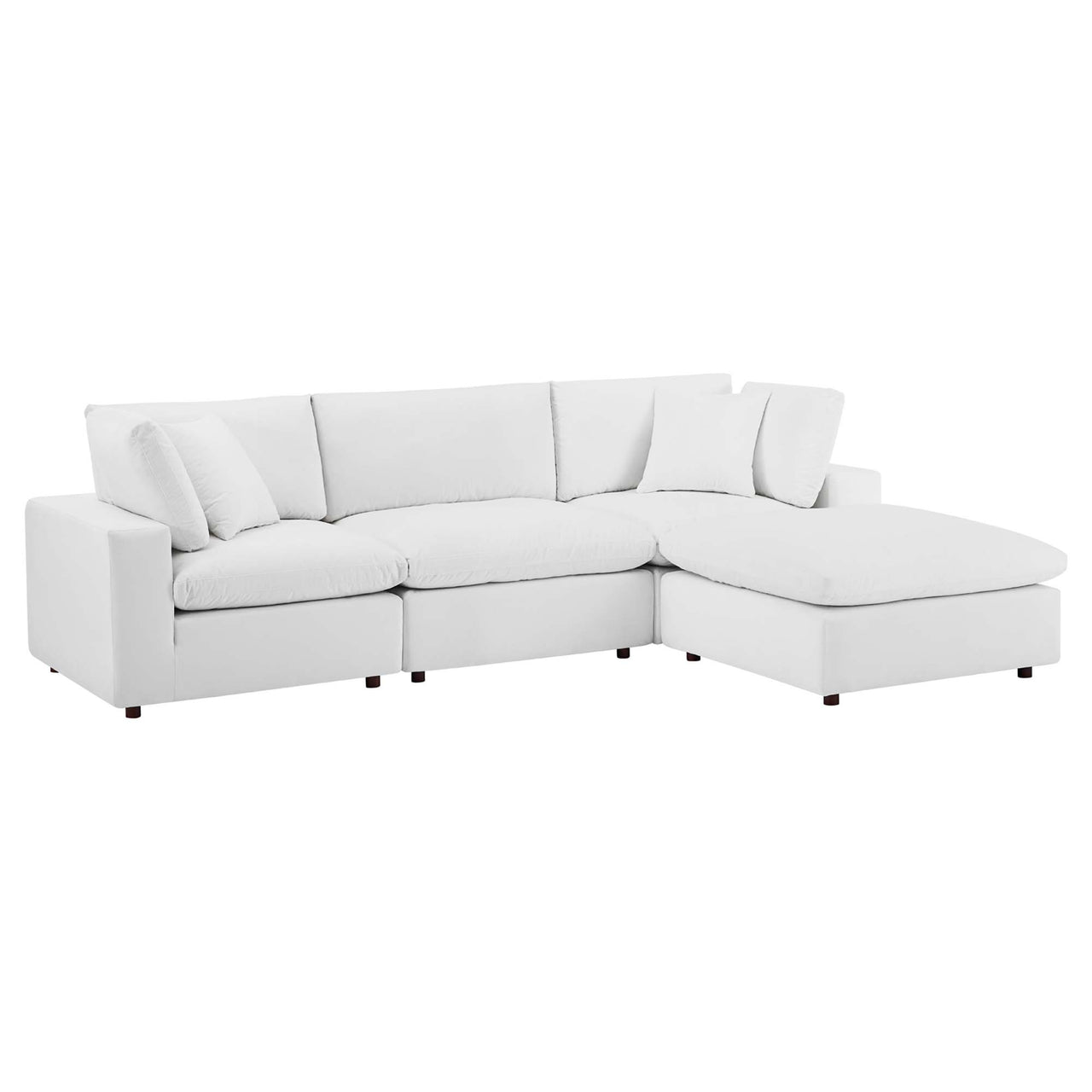 Angelic 4-Piece Cloudblend Velvet Sectional, White