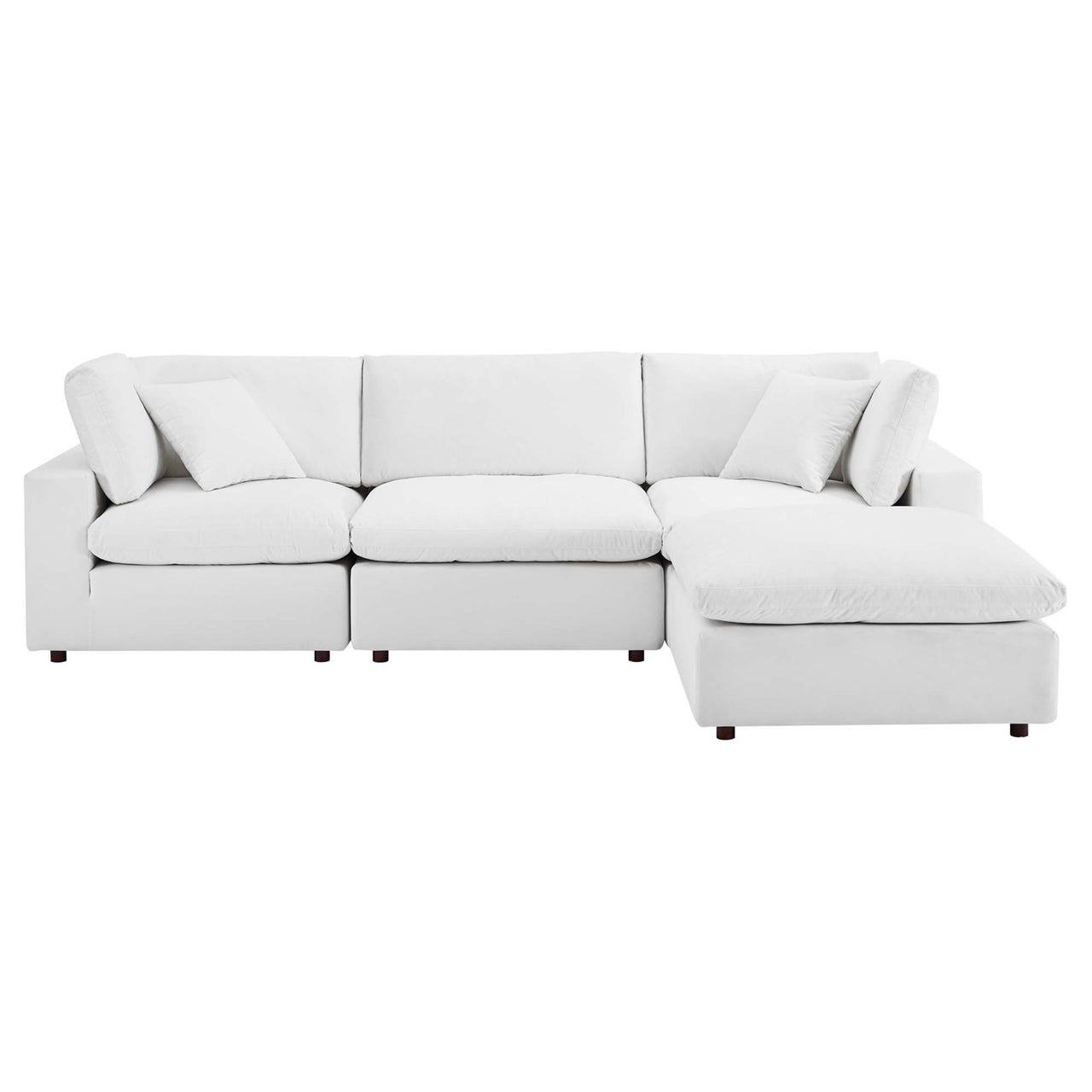 Angelic 4-Piece Cloudblend Velvet Sectional, White