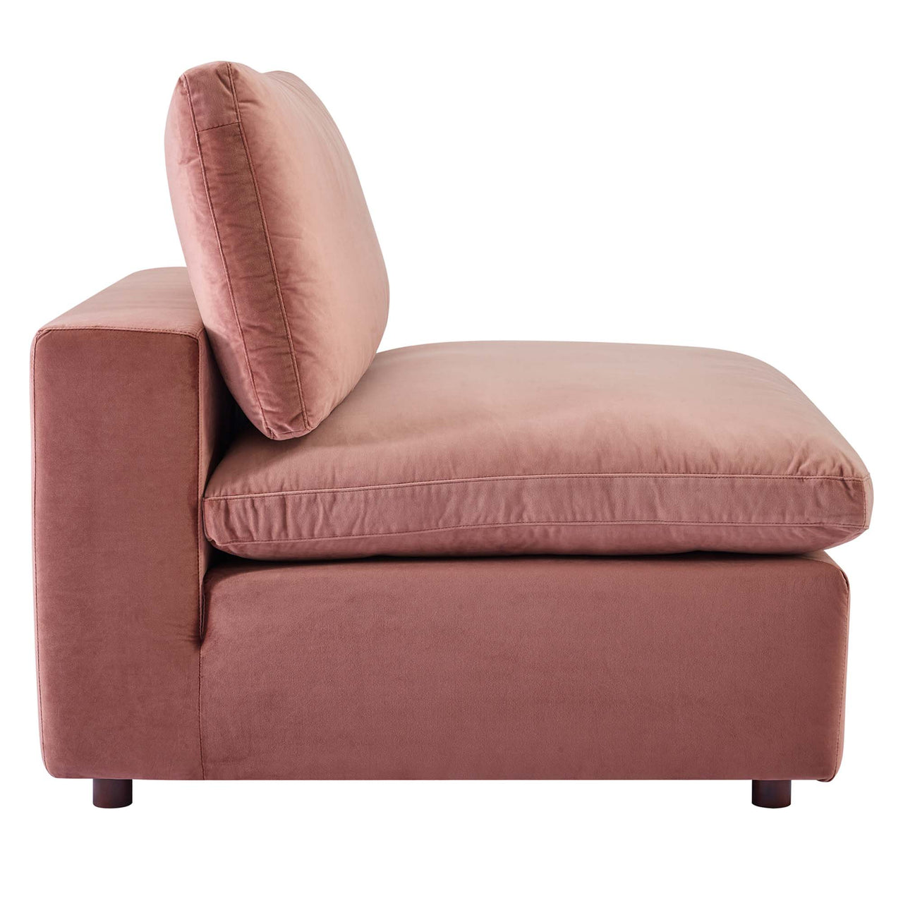 Angelic Cloudblend Velvet 4-Seater Sofa Sectional, Dusty Rose