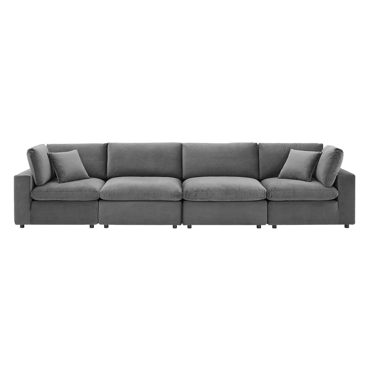 Angelic Cloudblend Velvet 4-Seater Sofa Sectional, Gray