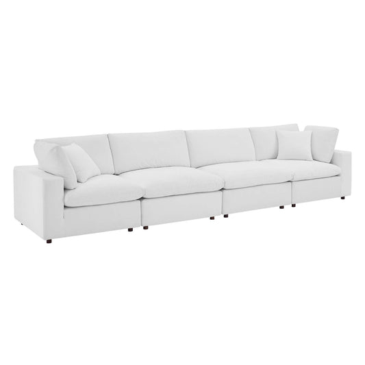 Angelic Cloudblend Velvet 4-Seater Sofa Sectional, White
