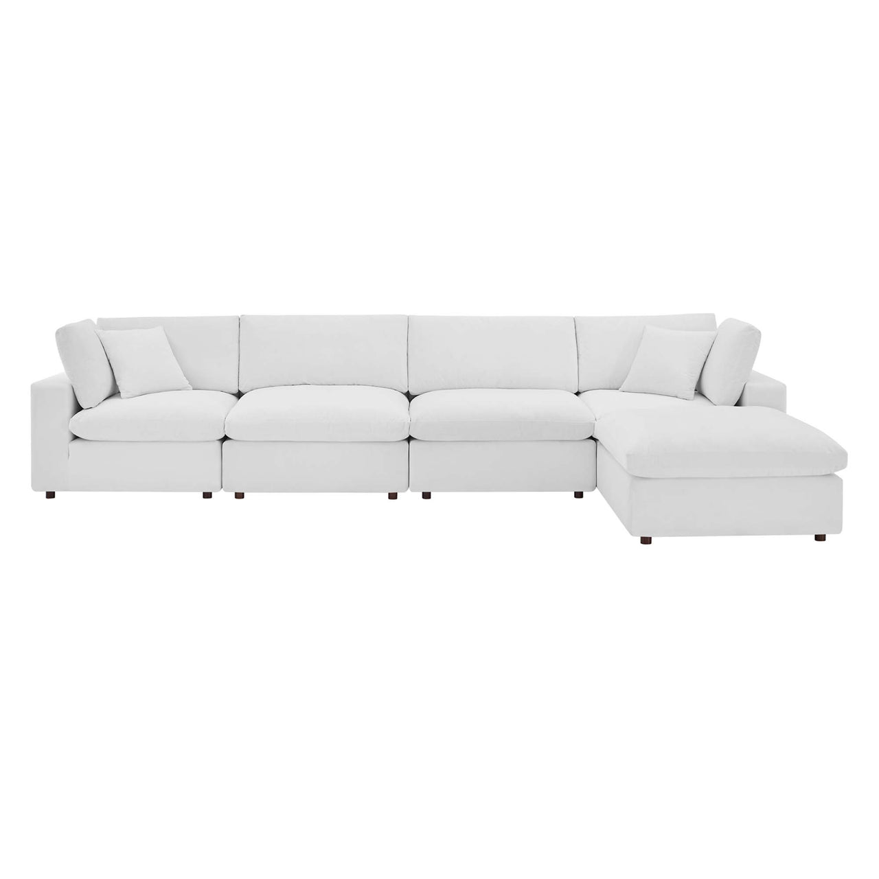 Angelic 5-Piece Cloudblend Velvet Sectional, White