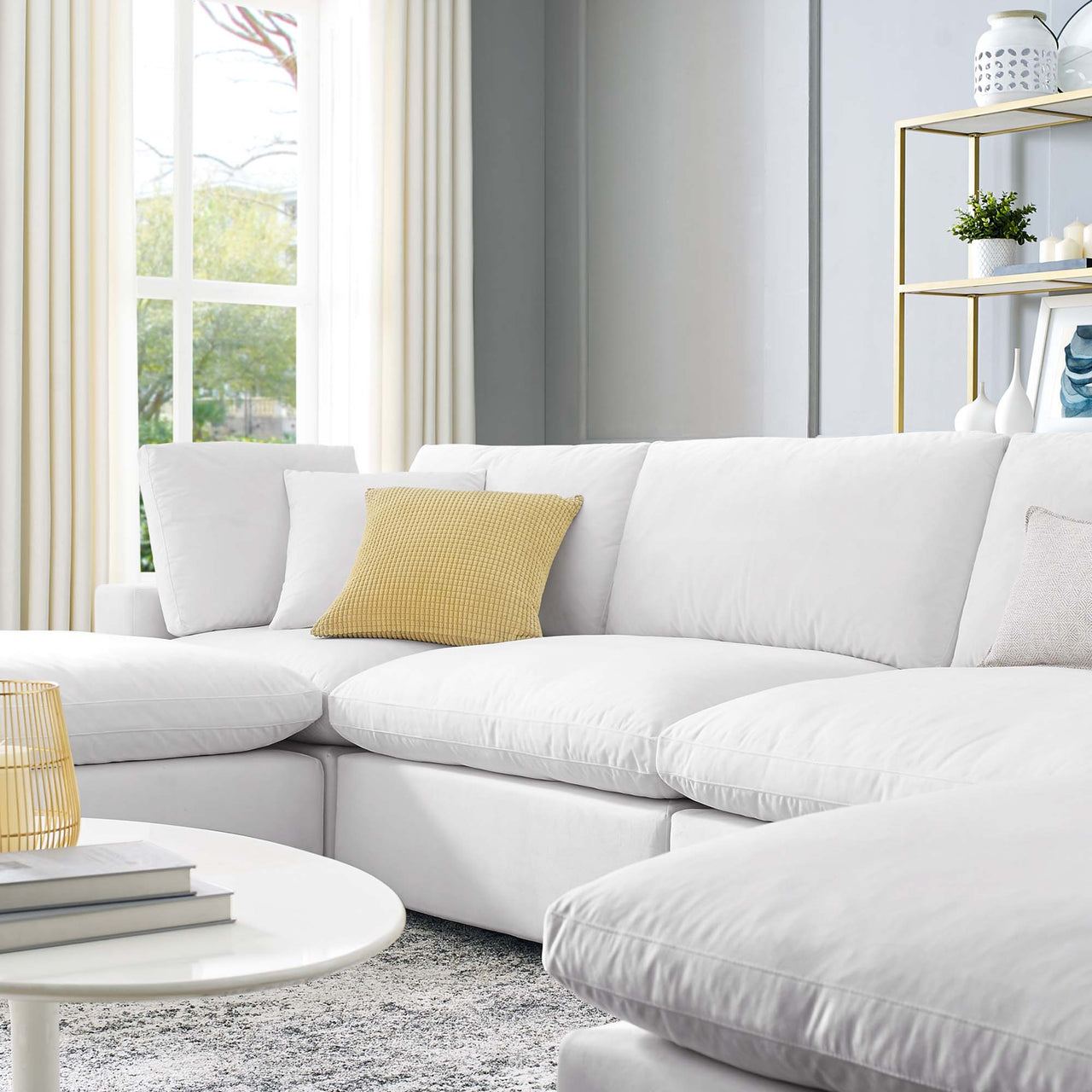 Angelic 6-Piece Cloudblend Velvet Sectional, White