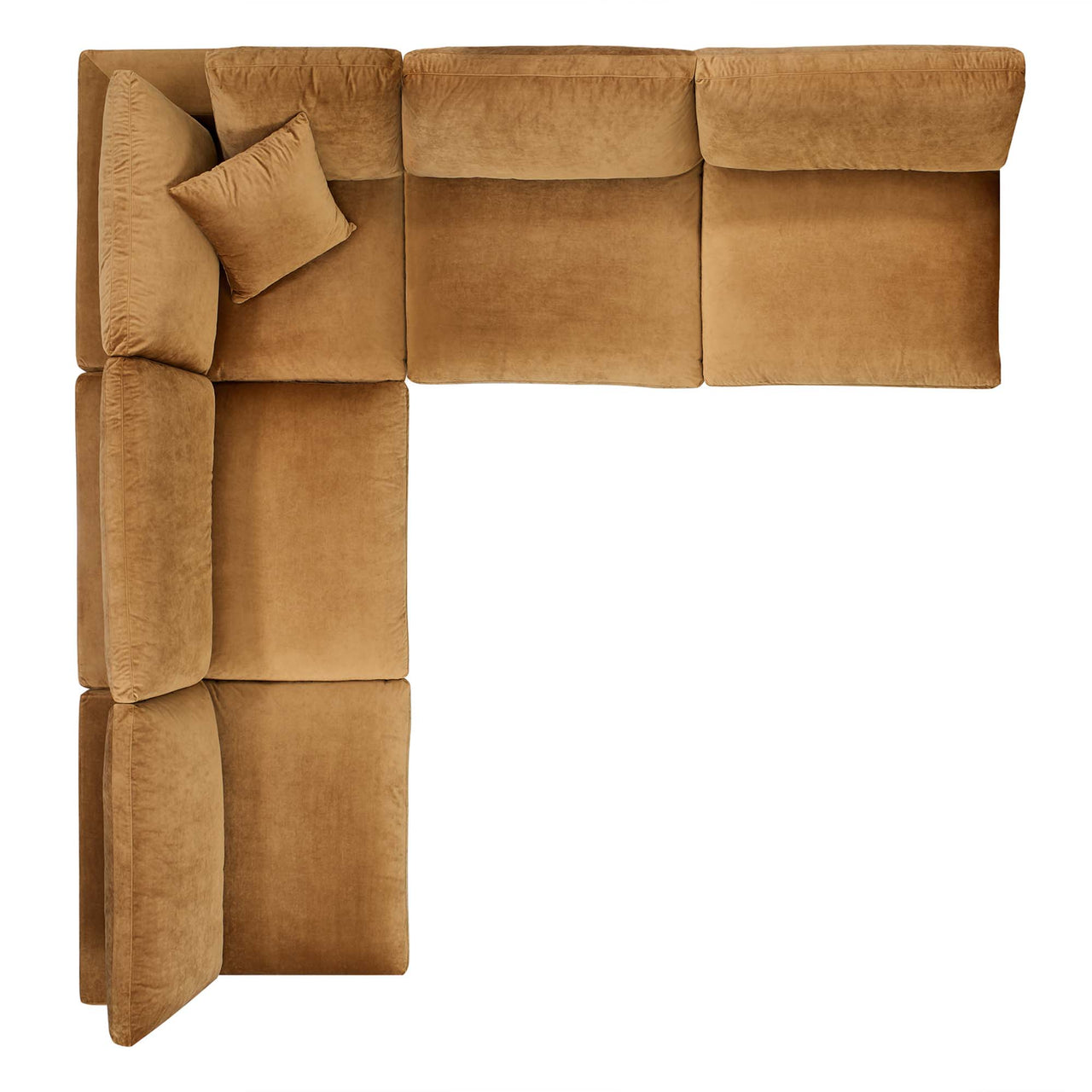 Angelic 5-Piece Cloudblend Velvet Sectional, Cognac
