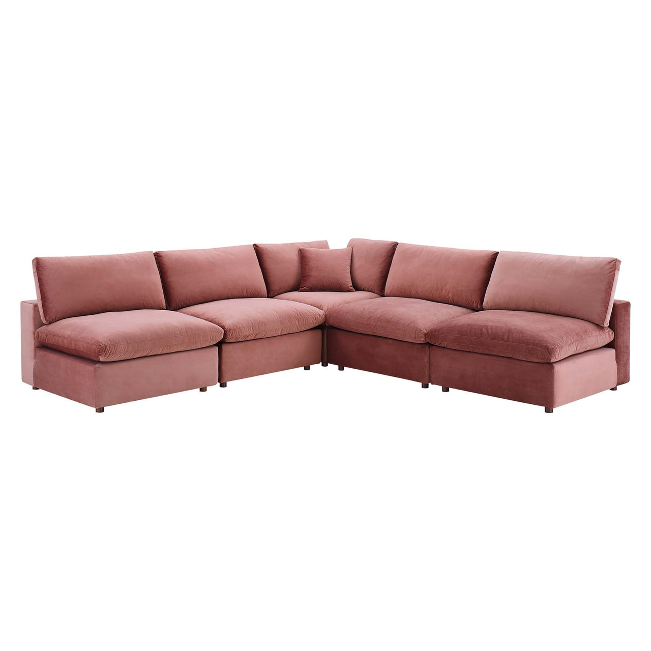 Angelic 5-Piece Cloudblend Velvet Sectional, Dusty Rose