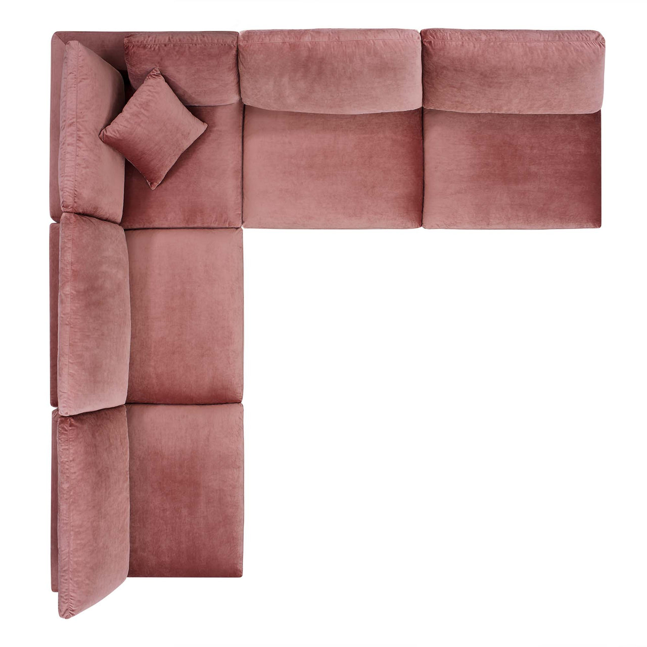 Angelic 5-Piece Cloudblend Velvet Sectional, Dusty Rose