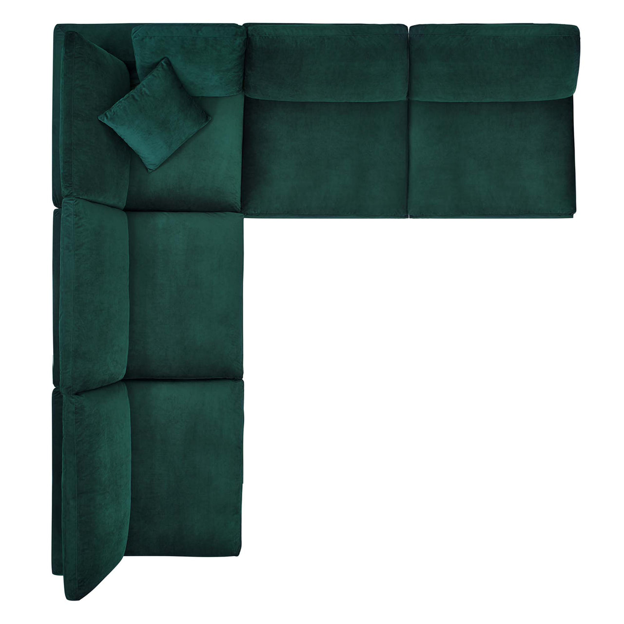 Angelic 5-Piece Cloudblend Velvet Sectional, Green