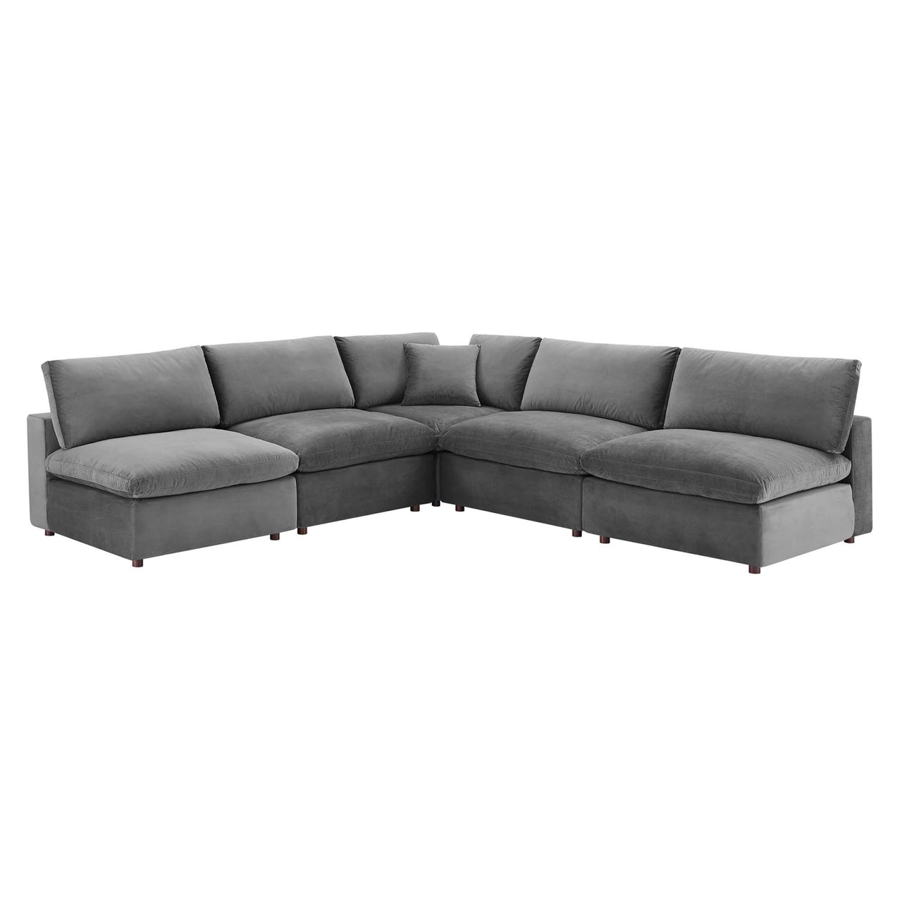 Angelic 5-Piece Cloudblend Velvet Sectional, Gray
