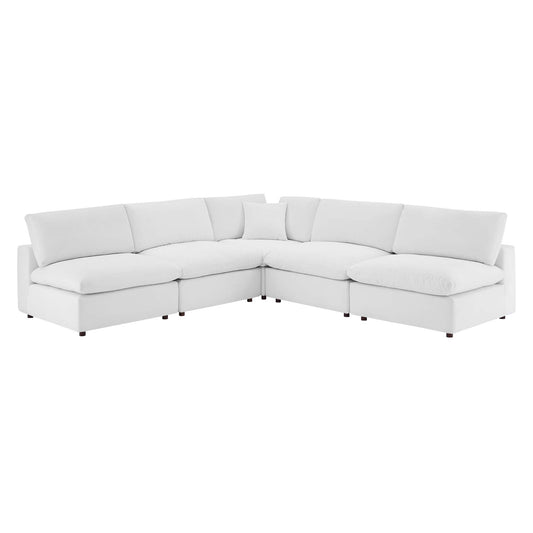 Angelic 5-Piece Cloudblend Velvet Sectional, White