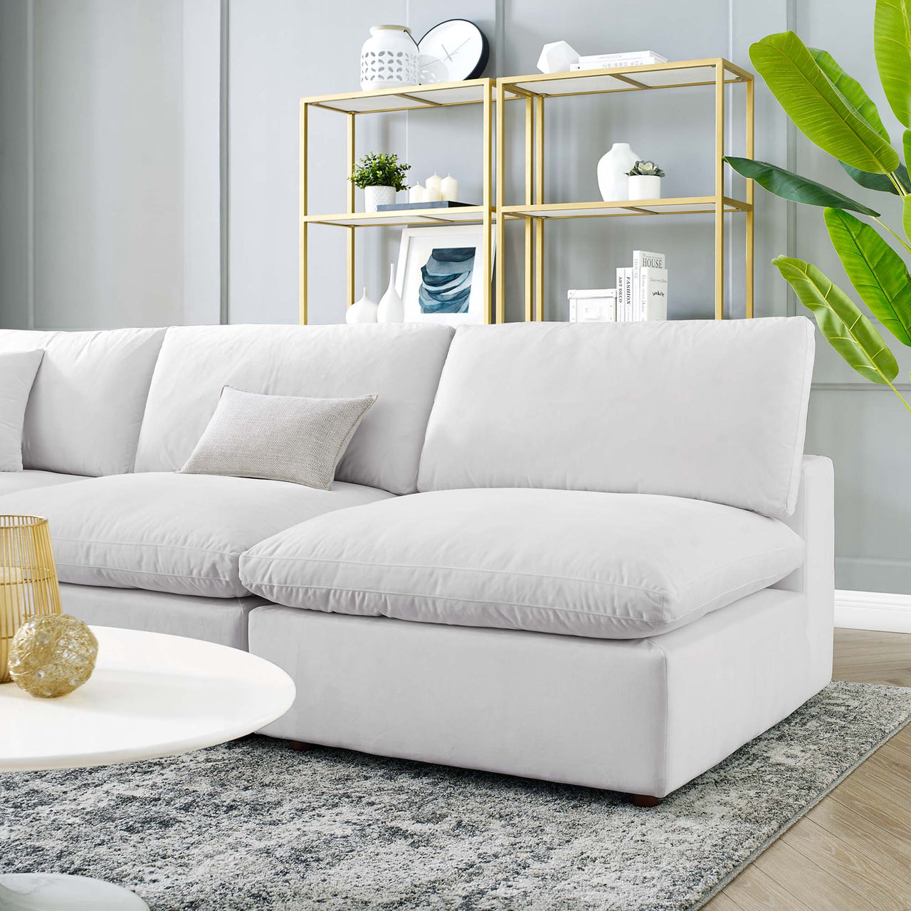 Angelic 5-Piece Cloudblend Velvet Sectional, White