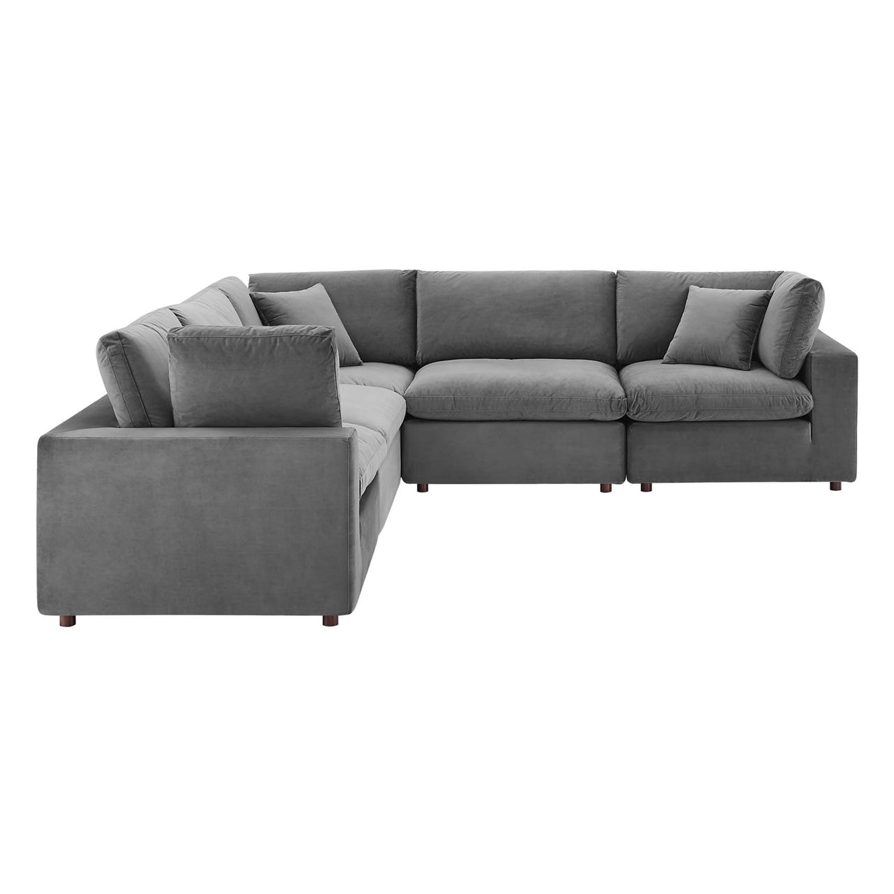 Angelic 5-Piece Cloudblend Velvet Sectional, Gray