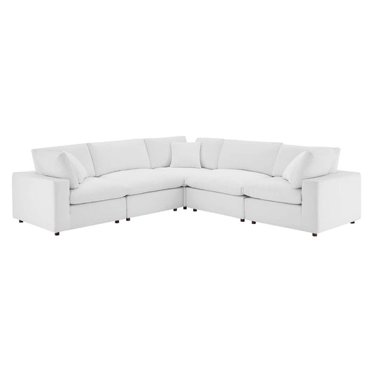 Angelic 5-Piece Cloudblend Velvet Sectional, White