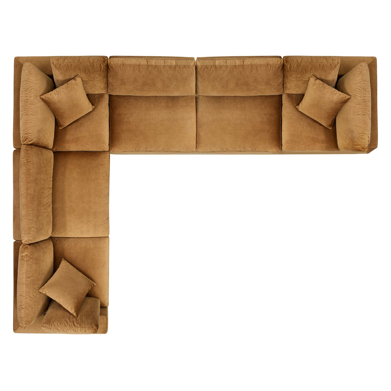 Angelic 6-Piece Cloudblend Velvet Sectional, Cognac