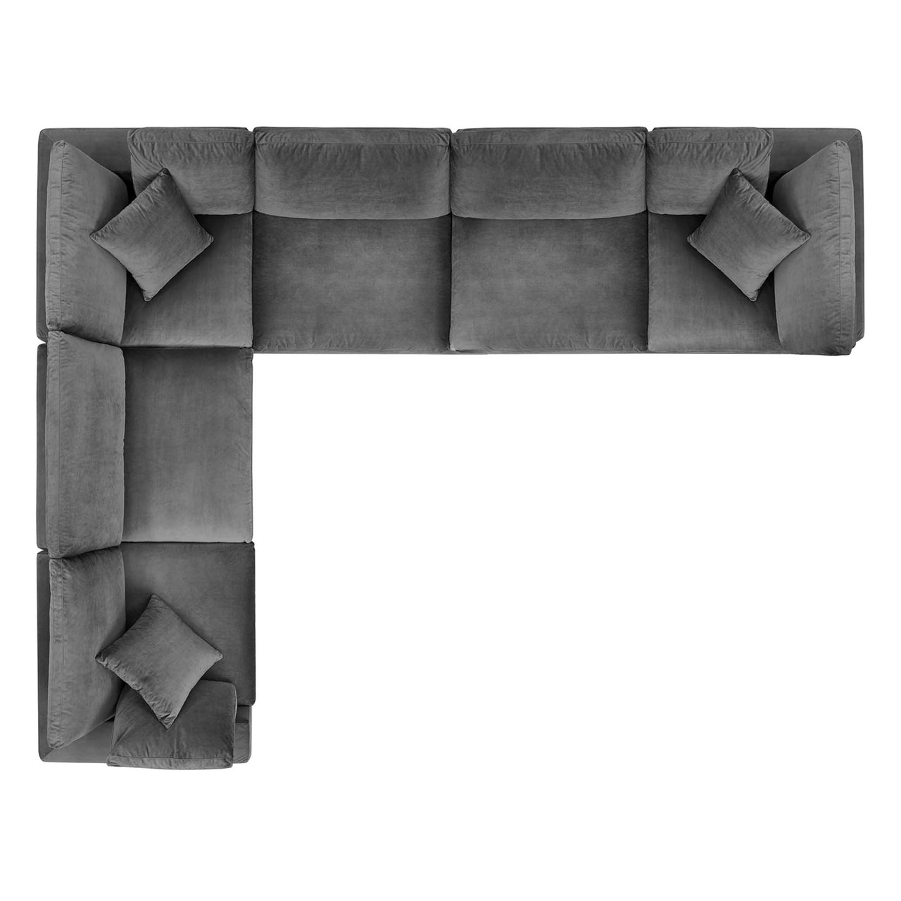 Commix 6-Piece Down Filled Overstuffed Performance Velvet Sectional, Gray
