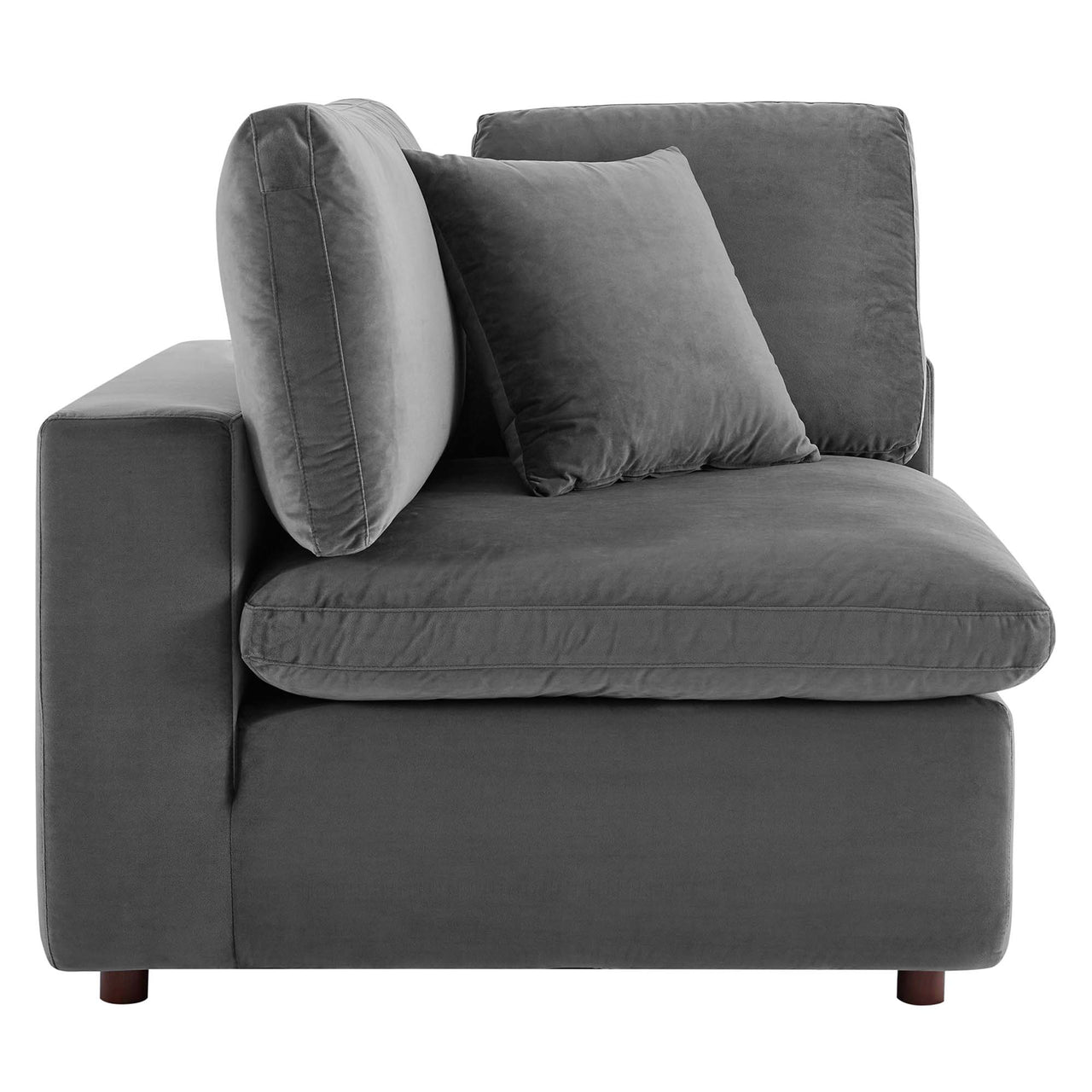 Commix 6-Piece Down Filled Overstuffed Performance Velvet Sectional, Gray