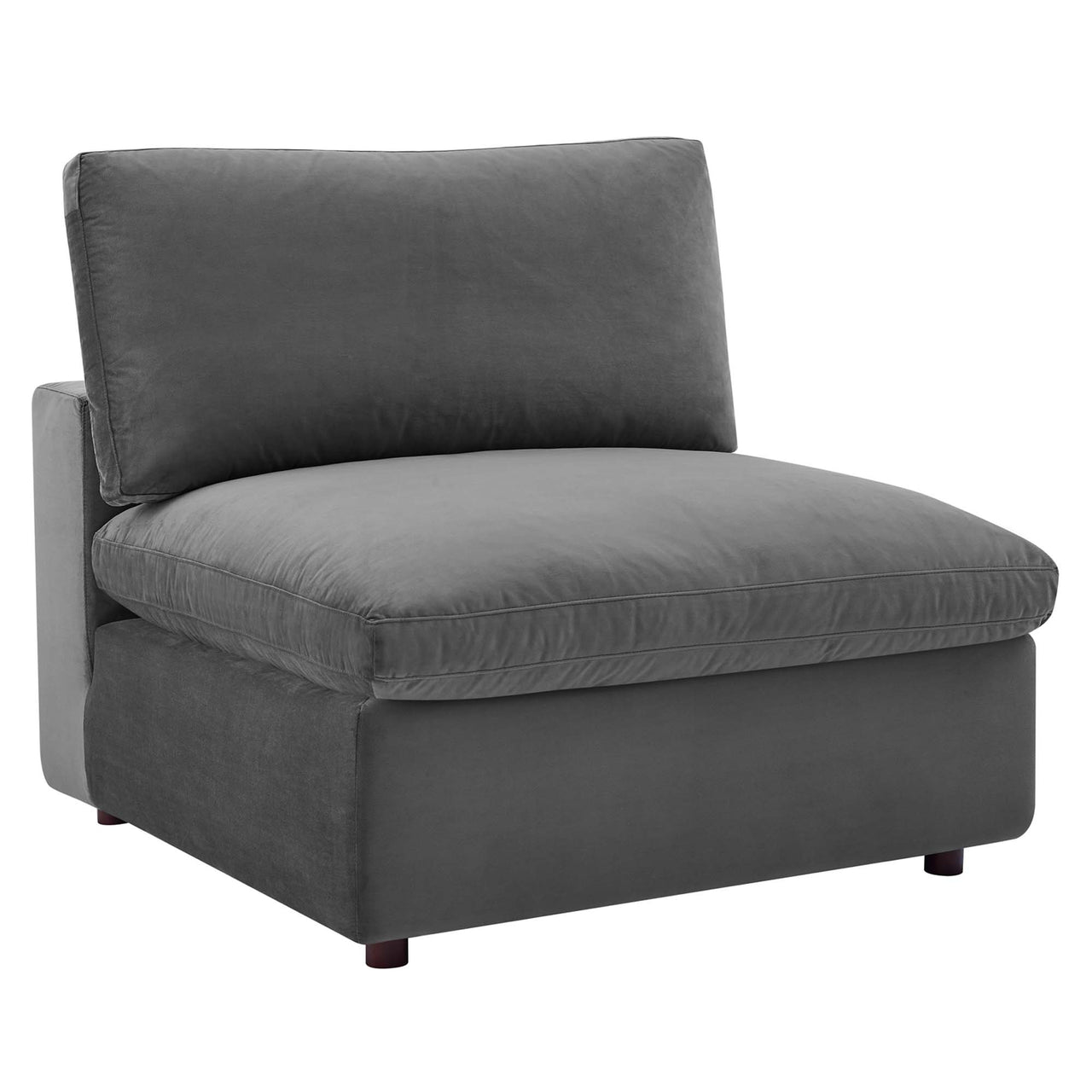 Commix 6-Piece Down Filled Overstuffed Performance Velvet Sectional, Gray