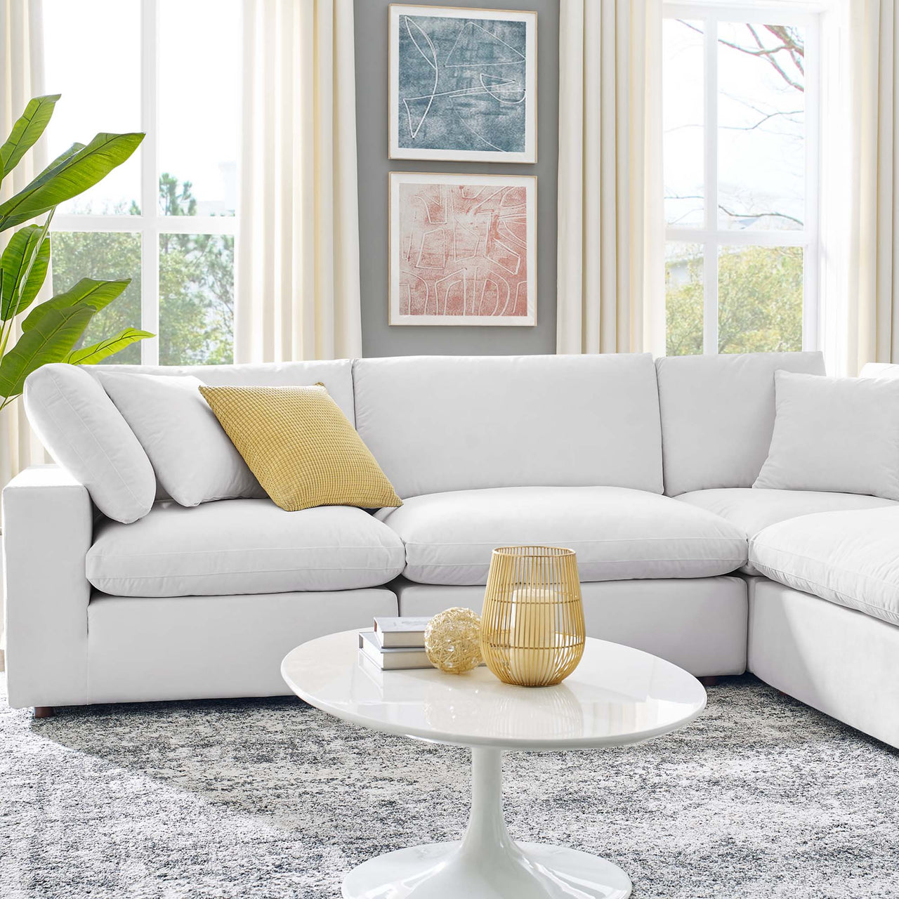 Angelic 6-Piece Cloudblend Velvet Sectional, White