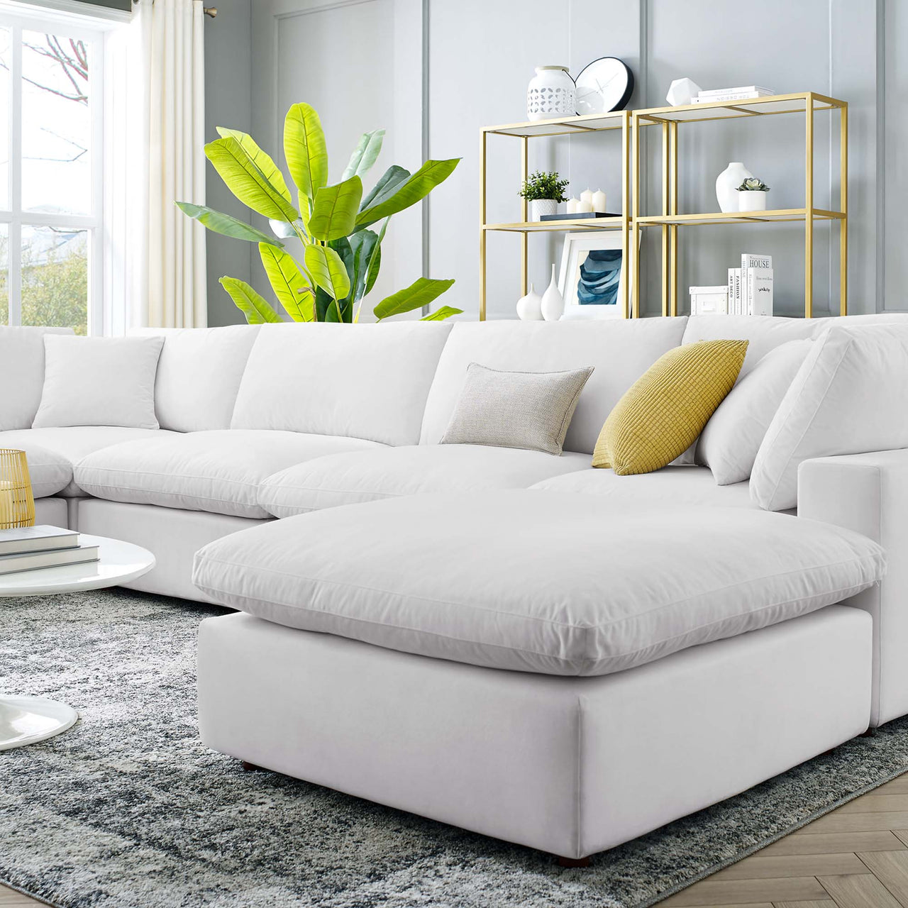 Angelic 7-Piece Cloudblend Velvet Sectional, White