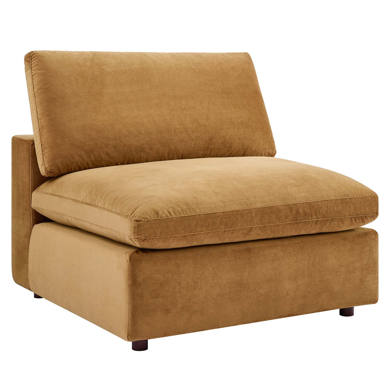 Commix 8-Piece Down Filled Overstuffed Performance Velvet Sectional, Cognac