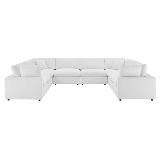 Commix 8-Piece Down Filled Overstuffed Performance Velvet Sectional, White