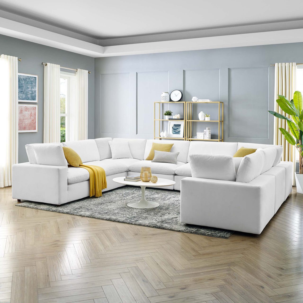 Angelic 8-Piece Cloudblend Velvet Sectional, White