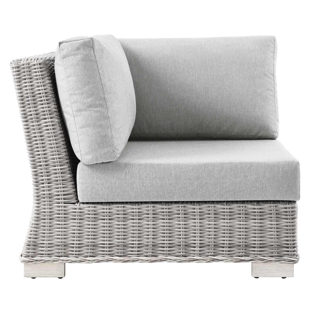 Corvara Alfresco Woven Corner Chair | Outdoor Modular Sectional Component, Light Gray & Gray