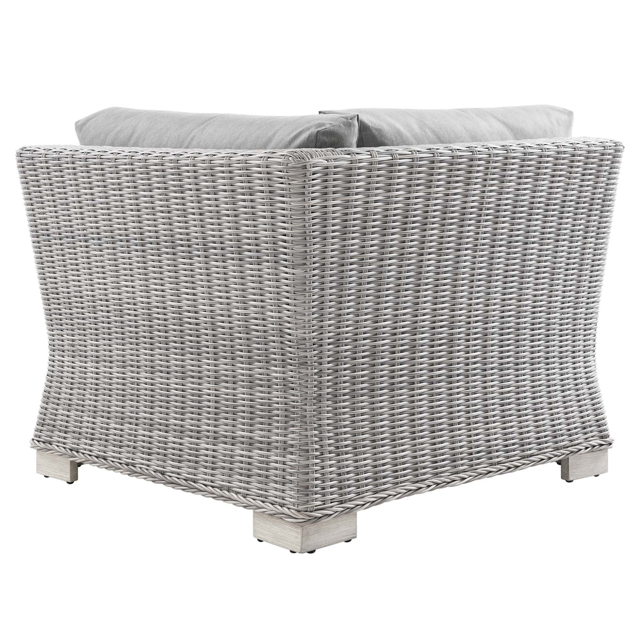 Corvara Alfresco Woven Corner Chair | Outdoor Modular Sectional Component, Light Gray & Gray