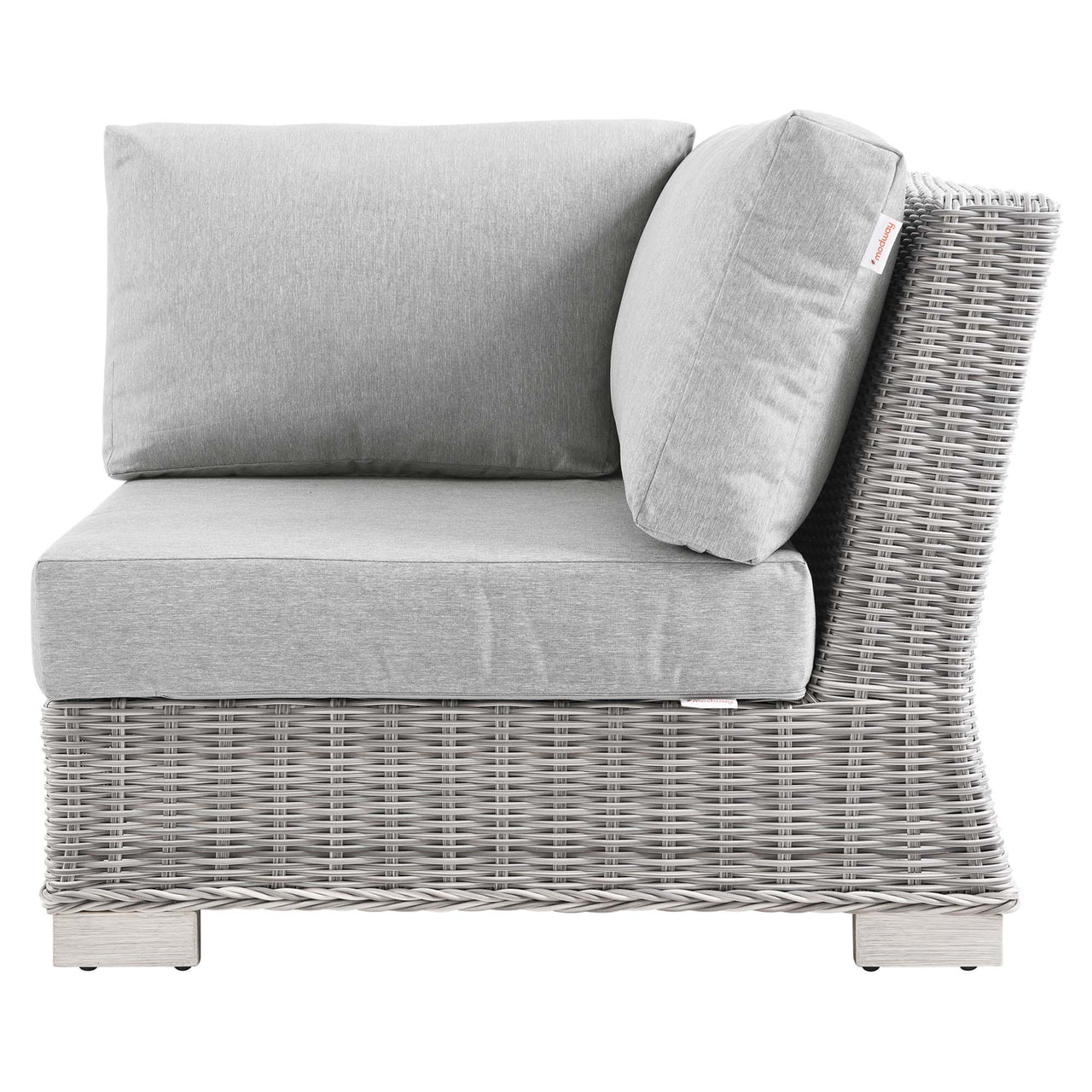 Corvara Alfresco Woven Corner Chair | Outdoor Modular Sectional Component, Light Gray & Gray