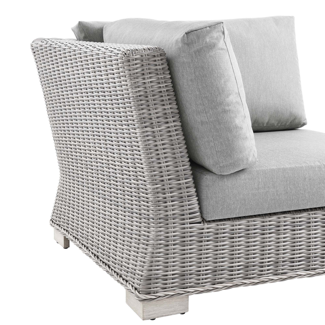 Corvara Alfresco Woven Corner Chair | Outdoor Modular Sectional Component, Light Gray & Gray