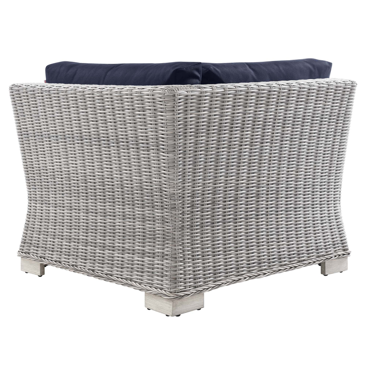 Corvara Alfresco Woven Corner Chair | Outdoor Modular Sectional Component, Light Gray & Navy